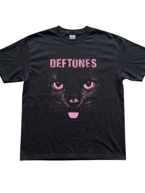 Black Cat Deftones Graphic T-Shirt in Pink